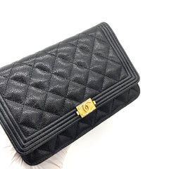 CHANEL Caviar Quilted Boy Wallet On Chain WOC Black CHANEL Caviar Quilted Boy Wallet On Chain WOC Black