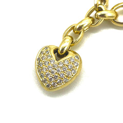 18k Gold & Diamond Chain Heart Bracelet