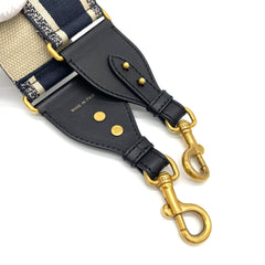 CHRISTIAN DIOR Canvas Embroidered Shoulder Strap Blue CHRISTIAN DIOR Canvas Embroidered Shoulder Strap Blue