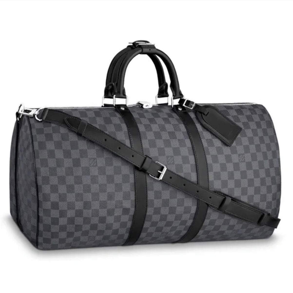 LOUIS VUITTON Keepall Bandouliere 55 Damier Graphite Travel Bag Black
