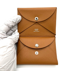 Hermes  Epsom Calvi Duo Card Case Gold Hermes  Epsom Calvi Duo Card Case Gold