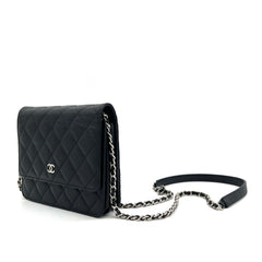 Chanel  Caviar Quilted Square Wallet On Chain WOC Black  2018 Chanel  Caviar Quilted Square Wallet On Chain WOC Black  2018