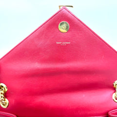 Saint Laurent  Grain De Poudre Matelasse Chevron Large Monogram Satchel Lipstick Red 2013 Saint Laurent  Grain De Poudre Matelasse Chevron Large Monogram Satchel Lipstick Red 2013