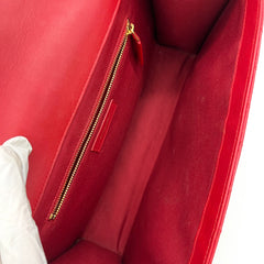 Saint Laurent  Grain De Poudre Matelasse Chevron Large Monogram Satchel Lipstick Red 2013 Saint Laurent  Grain De Poudre Matelasse Chevron Large Monogram Satchel Lipstick Red 2013