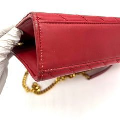 Saint Laurent  Grain De Poudre Matelasse Chevron Large Monogram Satchel Lipstick Red 2013 Saint Laurent  Grain De Poudre Matelasse Chevron Large Monogram Satchel Lipstick Red 2013