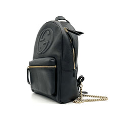Gucci  Pebbled Calfskin Soho Chain Backpack Black Gucci  Pebbled Calfskin Soho Chain Backpack Black
