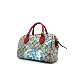 Gucci  GG Supreme Monogram Blooms Small Boston Beige Blue Navy Hibiscus Red Gucci  GG Supreme Monogram Blooms Small Boston Beige Blue Navy Hibiscus Red
