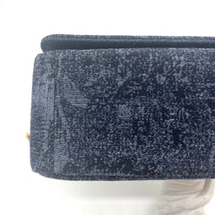 CHRISTIAN DIOR Navy Floral Denim Medium Caro Chain Bag CHRISTIAN DIOR Navy Floral Denim Medium Caro Chain Bag