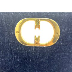 CHRISTIAN DIOR Navy Floral Denim Medium Caro Chain Bag CHRISTIAN DIOR Navy Floral Denim Medium Caro Chain Bag