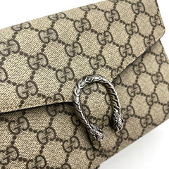 GG Supreme Monogram Mini Dionysus Chain Wallet Beige Taupe GG Supreme Monogram Mini Dionysus Chain Wallet Beige Taupe