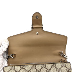 GG Supreme Monogram Mini Dionysus Chain Wallet Beige Taupe GG Supreme Monogram Mini Dionysus Chain Wallet Beige Taupe