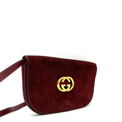 GUCCI Red GG Logo Shoulder Bag suede Vintage GUCCI Red GG Logo Shoulder Bag suede Vintage