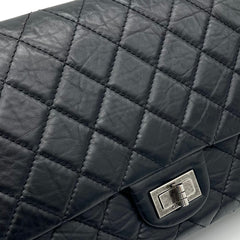 Chanel  Aged Calfskin Quilted 2.55 Reissue 226 Flap Black 2008-2009 Chanel  Aged Calfskin Quilted 2.55 Reissue 226 Flap Black 2008-2009