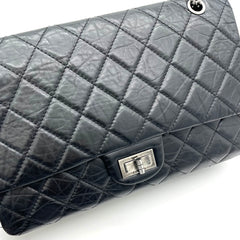Chanel  Aged Calfskin Quilted 2.55 Reissue 226 Flap Black 2008-2009 Chanel  Aged Calfskin Quilted 2.55 Reissue 226 Flap Black 2008-2009