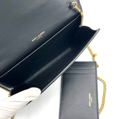 Saint Lauren Uptown Chain Wallet in Grain De Poudre Embossed Learher Saint Lauren Uptown Chain Wallet in Grain De Poudre Embossed Learher