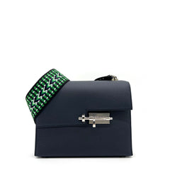 Hermes  Epsom Mini Verrou Large Green Strap Bag Deep Blue Hermes  Epsom Mini Verrou Large Green Strap Bag Deep Blue
