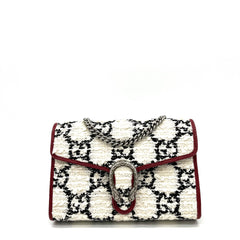 Gucci Tweed GG Monogram Mini Dionysus Chain Wallet White Black Romantic Cherry Gucci Tweed GG Monogram Mini Dionysus Chain Wallet White Black Romantic Cherry