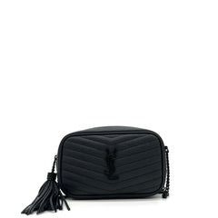 Saint Laurent Grain De Poudre Matelasse Monochrome Monogram Mini Lou Camera Bag Black Saint Laurent Grain De Poudre Matelasse Monochrome Monogram Mini Lou Camera Bag Black