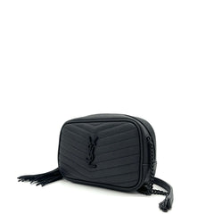 Saint Laurent Grain De Poudre Matelasse Monochrome Monogram Mini Lou Camera Bag Black Saint Laurent Grain De Poudre Matelasse Monochrome Monogram Mini Lou Camera Bag Black