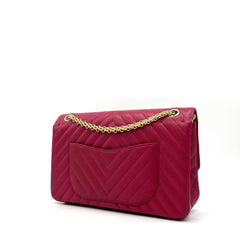 Chanel Sheepskin Chevron Quilted 2.55 Reissue 226 Flap Dark Pink 2017 Chanel Sheepskin Chevron Quilted 2.55 Reissue 226 Flap Dark Pink 2017