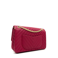 Chanel Sheepskin Chevron Quilted 2.55 Reissue 226 Flap Dark Pink 2017 Chanel Sheepskin Chevron Quilted 2.55 Reissue 226 Flap Dark Pink 2017