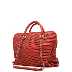 Chanel Calfskin Perforated Up In The Air Tote Red 2012-2013 Chanel Calfskin Perforated Up In The Air Tote Red 2012-2013