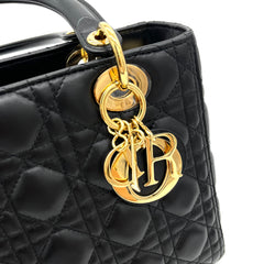 Christian Dior Lambskin Cannage Medium Lady Dior Black Christian Dior Lambskin Cannage Medium Lady Dior Black