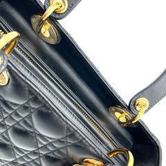 Christian Dior Lambskin Cannage Medium Lady Dior Black Christian Dior Lambskin Cannage Medium Lady Dior Black