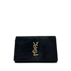Saint Laurent Black Croc Embossed Suede Monogram Kate Bag Saint Laurent Black Croc Embossed Suede Monogram Kate Bag