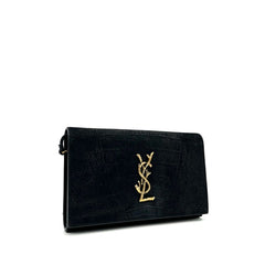 Saint Laurent Black Croc Embossed Suede Monogram Kate Bag Saint Laurent Black Croc Embossed Suede Monogram Kate Bag
