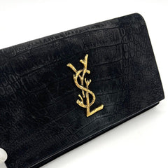 Saint Laurent Black Croc Embossed Suede Monogram Kate Bag Saint Laurent Black Croc Embossed Suede Monogram Kate Bag