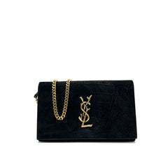 Saint Laurent Black Croc Embossed Suede Monogram Kate Bag Saint Laurent Black Croc Embossed Suede Monogram Kate Bag
