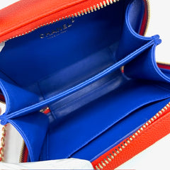 Chanel Caviar Quilted Small CC Filigree Vanity Case Blue White Red 2019 Chanel Caviar Quilted Small CC Filigree Vanity Case Blue White Red 2019