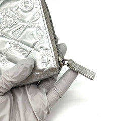 Chanel Silver Quilted Patent Leather Embossed Lucky Symbols Zip Around Wallet 2006-2008 Chanel Silver Quilted Patent Leather Embossed Lucky Symbols Zip Around Wallet 2006-2008