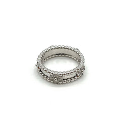 Van Cleef & Arpels 18K White Gold Diamond Sweet Perlee Clovers Ring 5.5 2024 Van Cleef & Arpels 18K White Gold Diamond Sweet Perlee Clovers Ring 5.5 2024