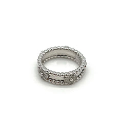 Van Cleef & Arpels 18K White Gold Diamond Sweet Perlee Clovers Ring 5.5 2024 Van Cleef & Arpels 18K White Gold Diamond Sweet Perlee Clovers Ring 5.5 2024