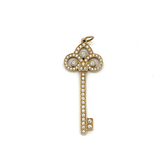 Tiffany Keys Fleur de Lis Key Pendant Yellow Gold Large and Mini Set Tiffany Keys Fleur de Lis Key Pendant Yellow Gold Large and Mini Set