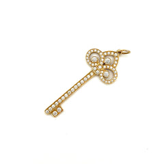 Tiffany Keys Fleur de Lis Key Pendant Yellow Gold Large and Mini Set Tiffany Keys Fleur de Lis Key Pendant Yellow Gold Large and Mini Set