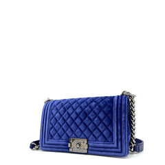 Chanel Medium Quilted Velvet Boy Flap Crossbody Bag 2015-2016 Chanel Medium Quilted Velvet Boy Flap Crossbody Bag 2015-2016