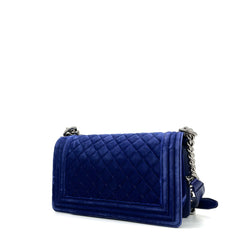 Chanel Medium Quilted Velvet Boy Flap Crossbody Bag 2015-2016 Chanel Medium Quilted Velvet Boy Flap Crossbody Bag 2015-2016