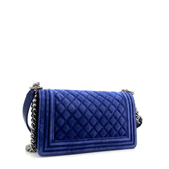Chanel Medium Quilted Velvet Boy Flap Crossbody Bag 2015-2016 Chanel Medium Quilted Velvet Boy Flap Crossbody Bag 2015-2016