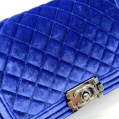Chanel Medium Quilted Velvet Boy Flap Crossbody Bag 2015-2016 Chanel Medium Quilted Velvet Boy Flap Crossbody Bag 2015-2016