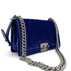 Chanel Medium Quilted Velvet Boy Flap Crossbody Bag 2015-2016 Chanel Medium Quilted Velvet Boy Flap Crossbody Bag 2015-2016