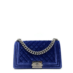 Chanel Medium Quilted Velvet Boy Flap Crossbody Bag 2015-2016 Chanel Medium Quilted Velvet Boy Flap Crossbody Bag 2015-2016