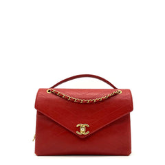 Chanel Lambskin Chevron Stitched Medium Envelope Flap Red 2018-2019 Chanel Lambskin Chevron Stitched Medium Envelope Flap Red 2018-2019