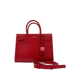 Saint Laurent small sac de jour top handle bag in matte embossed crocodile Leather Red Saint Laurent small sac de jour top handle bag in matte embossed crocodile Leather Red