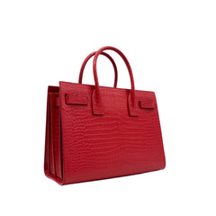 Saint Laurent small sac de jour top handle bag in matte embossed crocodile Leather Red Saint Laurent small sac de jour top handle bag in matte embossed crocodile Leather Red