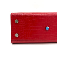 Saint Laurent small sac de jour top handle bag in matte embossed crocodile Leather Red Saint Laurent small sac de jour top handle bag in matte embossed crocodile Leather Red