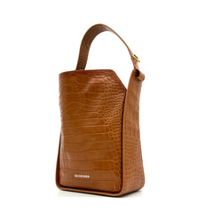 BALENCIAGA Extra Supple Calfskin Crocodile Embossed Small Tool 2.0 North-South Tote Camel BALENCIAGA Extra Supple Calfskin Crocodile Embossed Small Tool 2.0 North-South Tote Camel