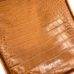 BALENCIAGA Extra Supple Calfskin Crocodile Embossed Small Tool 2.0 North-South Tote Camel BALENCIAGA Extra Supple Calfskin Crocodile Embossed Small Tool 2.0 North-South Tote Camel